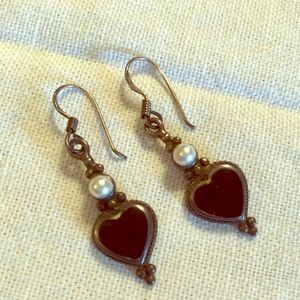 925 Sterling silver earrings with black heart